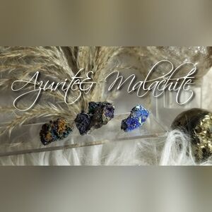 Azurite & Malachite Mineral Crystal Clusters 3pcs